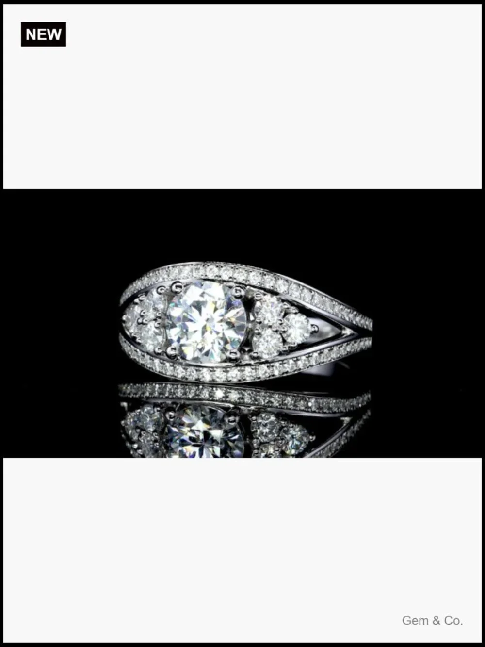 1.59CTTW Moissanite Halo Ring 925 Silver D VVS1 Round Cut Engagement Promise